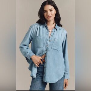 Anthro Pilcro Chambray Button Down Shirt | Soft Denim fits a typical size Small